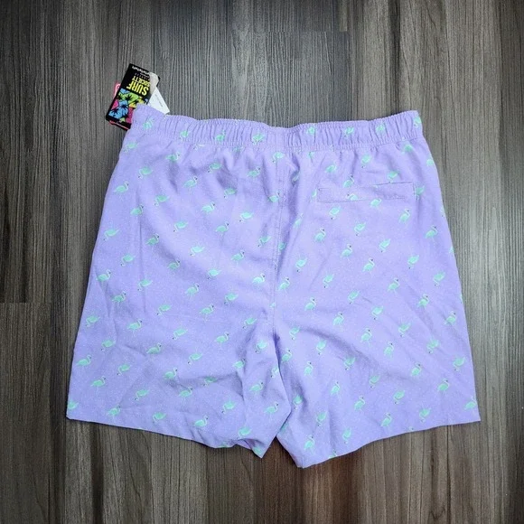 Surf Society Swim Trunks Men's Size XL Green Flamingo Pattern Swimwear Beach - Picture 6 of 7